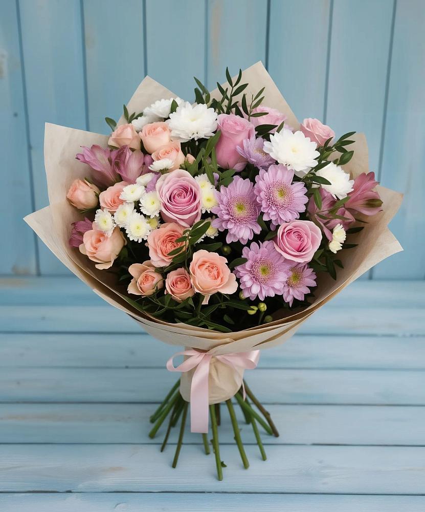 Букет цветов из: Хризантемы, Розы и Альстромерии в Когалыме