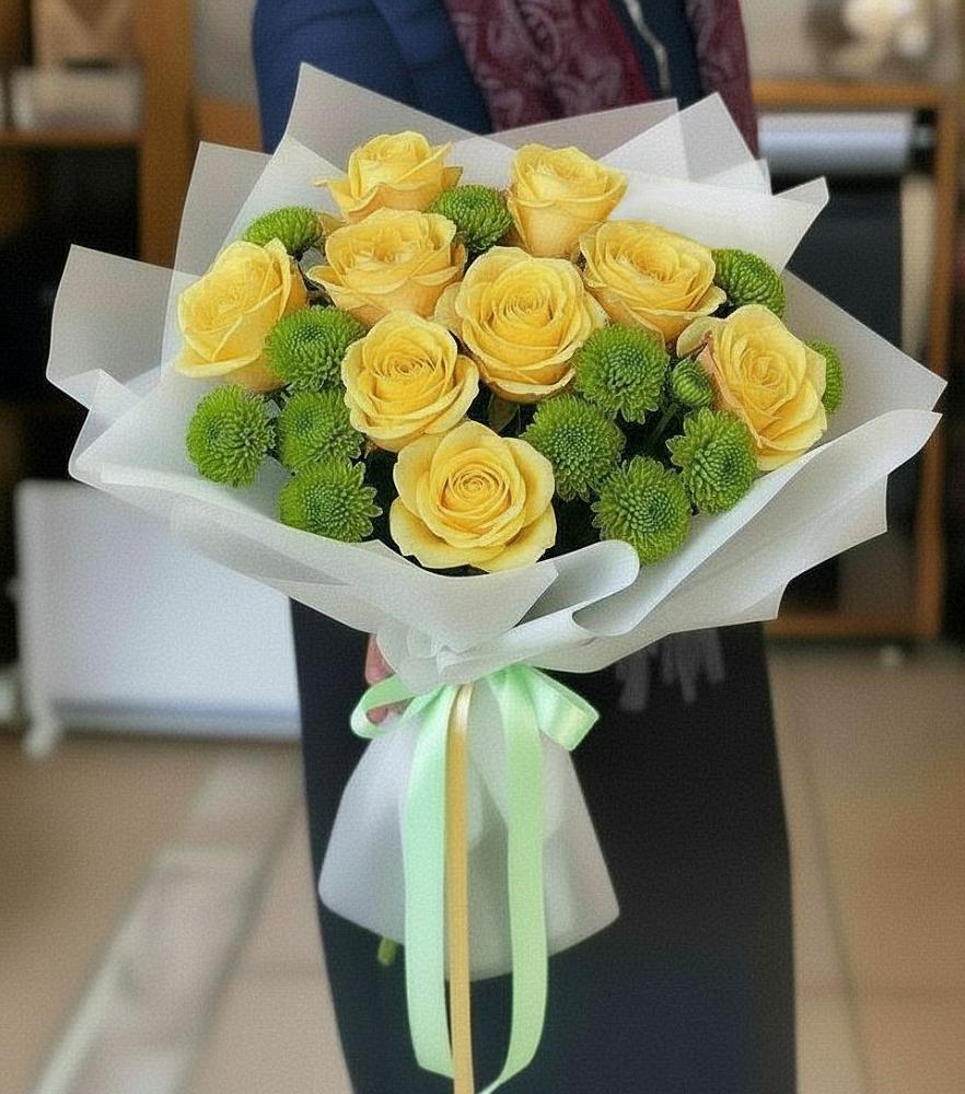 Букет цветов из: Хризантемы и Розы в Когалыме